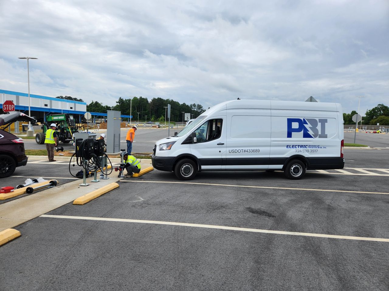 PBI Electric service van and EV charging station installation site